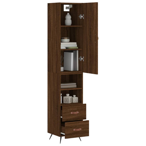 vidaXL Highboard Braun Eichen-Optik 34,5x34x180 cm Holzwerkstoff