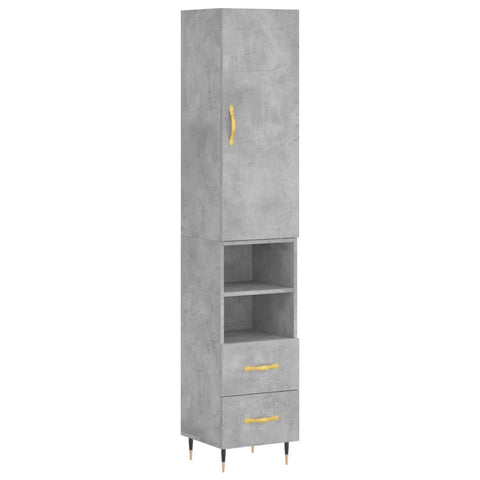 vidaXL Highboard Betongrau 34,5x34x180 cm Holzwerkstoff