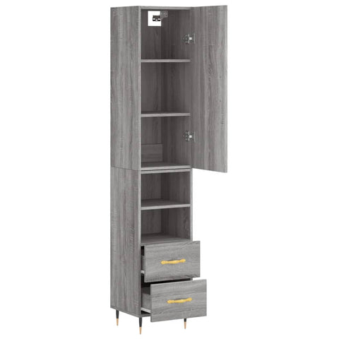 vidaXL Highboard Grau Sonoma 34,5x34x180 cm Holzwerkstoff