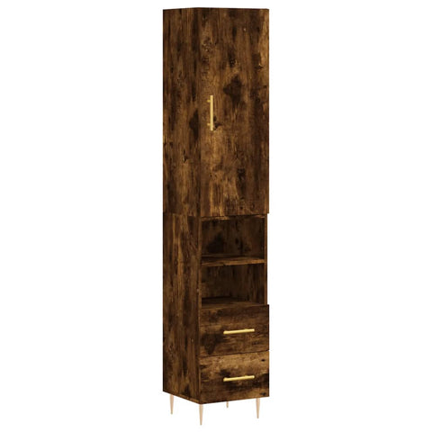 vidaXL Highboard Räuchereiche 34,5x34x180 cm Holzwerkstoff