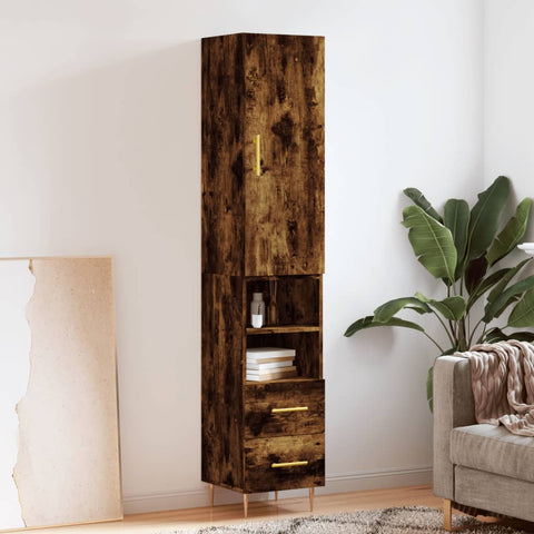 vidaXL Highboard Räuchereiche 34,5x34x180 cm Holzwerkstoff