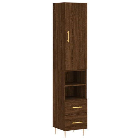 vidaXL Highboard Braun Eichen-Optik 34,5x34x180 cm Holzwerkstoff