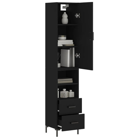 vidaXL Highboard Schwarz 34,5x34x180 cm Holzwerkstoff