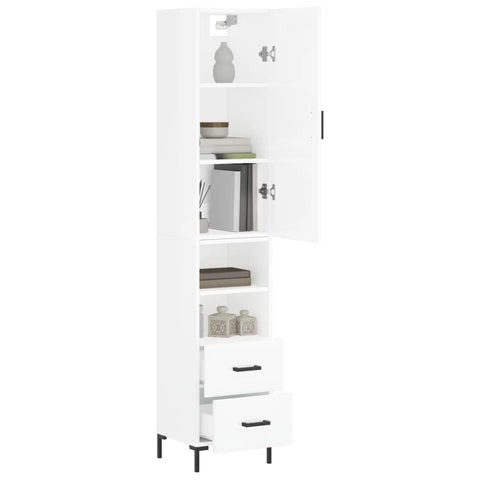 vidaXL Highboard Hochglanz-Weiß 34,5x34x180 cm Holzwerkstoff