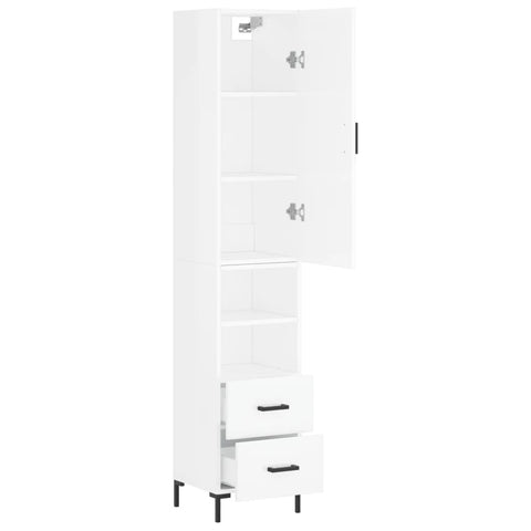 vidaXL Highboard Hochglanz-Weiß 34,5x34x180 cm Holzwerkstoff