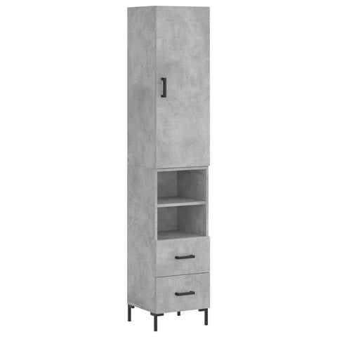 vidaXL Highboard Betongrau 34,5x34x180 cm Holzwerkstoff