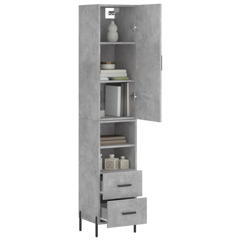 vidaXL Highboard Betongrau 34,5x34x180 cm Holzwerkstoff