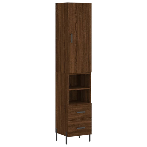 vidaXL Highboard Braun Eichen-Optik 34,5x34x180 cm Holzwerkstoff