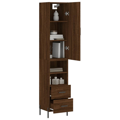 vidaXL Highboard Braun Eichen-Optik 34,5x34x180 cm Holzwerkstoff