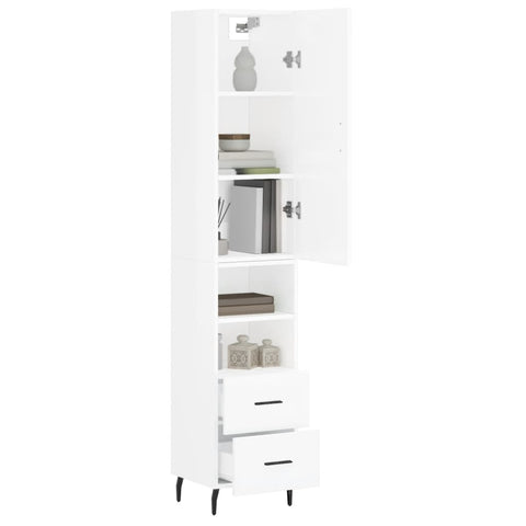 vidaXL Highboard Hochglanz-Weiß 34,5x34x180 cm Holzwerkstoff