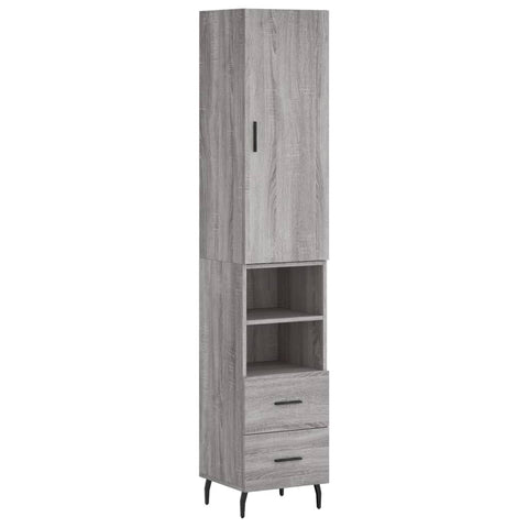 vidaXL Highboard Grau Sonoma 34,5x34x180 cm Holzwerkstoff