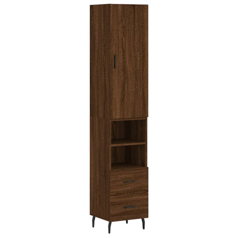 Highboard Braun Eichen-Optik 34,5x34x180 cm Holzwerkstoff