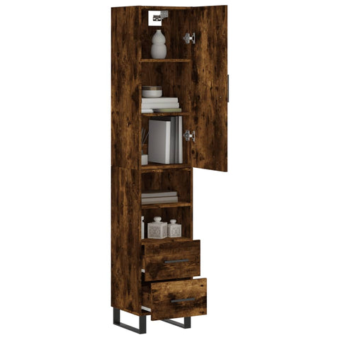 vidaXL Highboard Räuchereiche 34,5x34x180 cm Holzwerkstoff