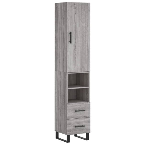 vidaXL Highboard Grau Sonoma 34,5x34x180 cm Holzwerkstoff