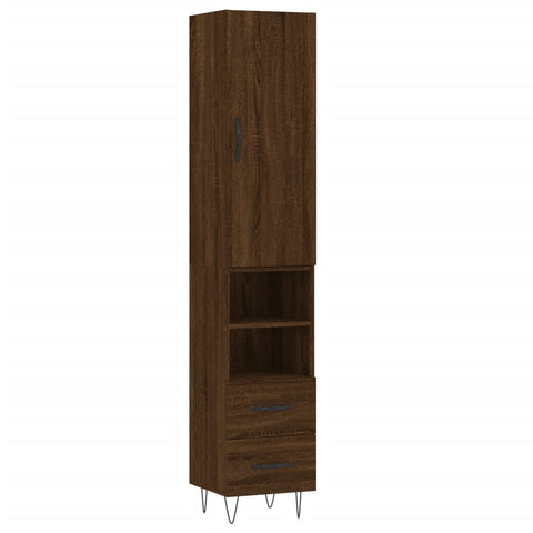 vidaXL Highboard Braun Eichen-Optik 34,5x34x180 cm Holzwerkstoff