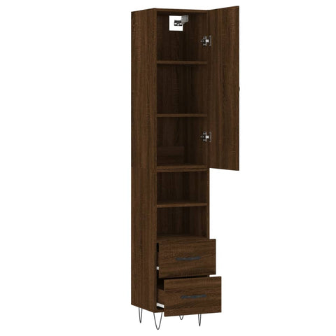 vidaXL Highboard Braun Eichen-Optik 34,5x34x180 cm Holzwerkstoff