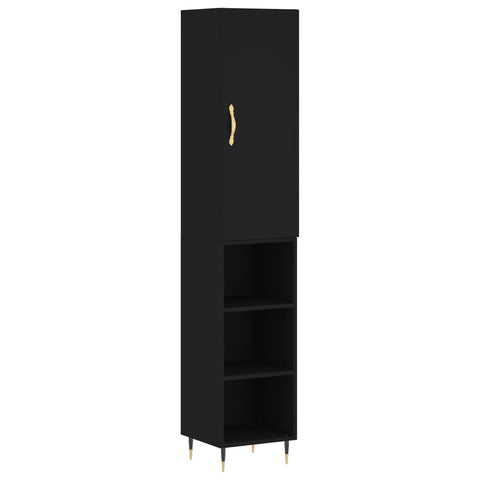 vidaXL Highboard Schwarz 34,5x34x180 cm Holzwerkstoff