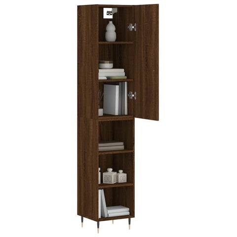 vidaXL Highboard Braun Eichen-Optik 34,5x34x180 cm Holzwerkstoff