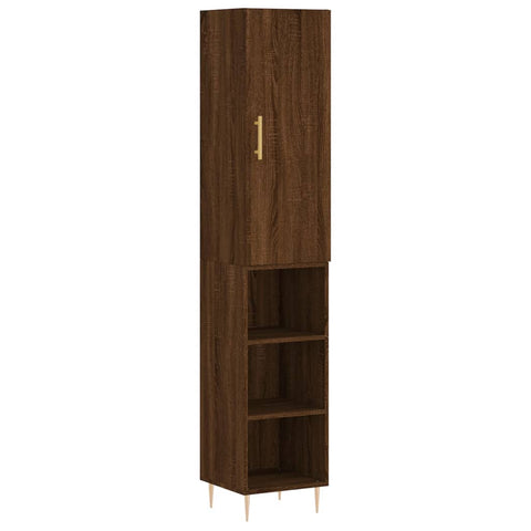 vidaXL Highboard Braun Eichen-Optik 34,5x34x180 cm Holzwerkstoff