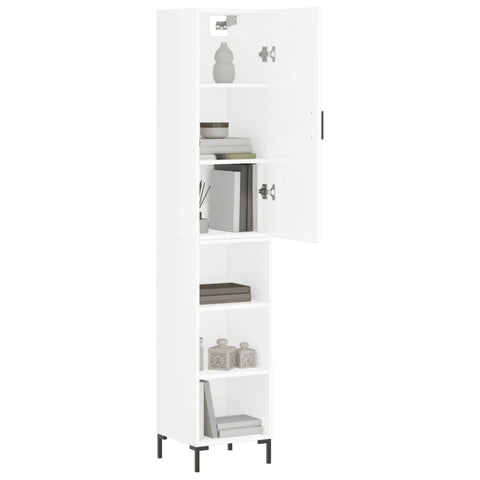 vidaXL Highboard Hochglanz-Weiß 34,5x34x180 cm Holzwerkstoff