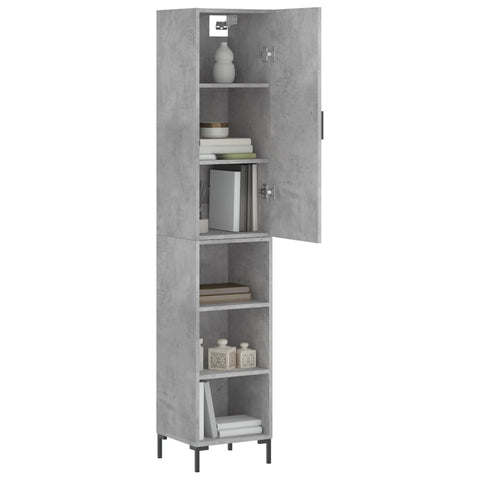 vidaXL Highboard Betongrau 34,5x34x180 cm Holzwerkstoff