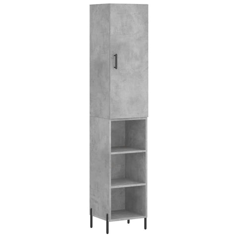 vidaXL Highboard Betongrau 34,5x34x180 cm Holzwerkstoff