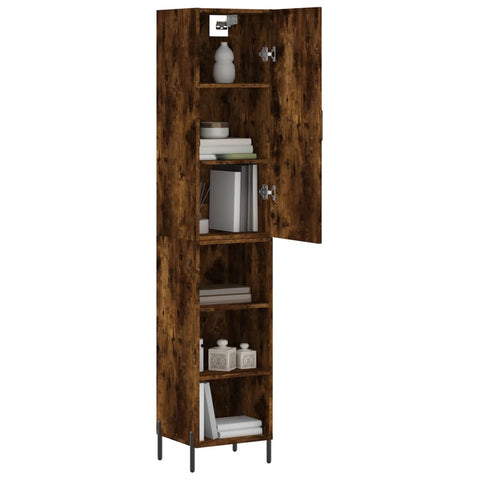 vidaXL Highboard Räuchereiche 34,5x34x180 cm Holzwerkstoff