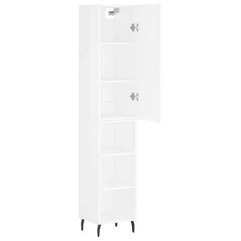 vidaXL Highboard Hochglanz-Weiß 34,5x34x180 cm Holzwerkstoff