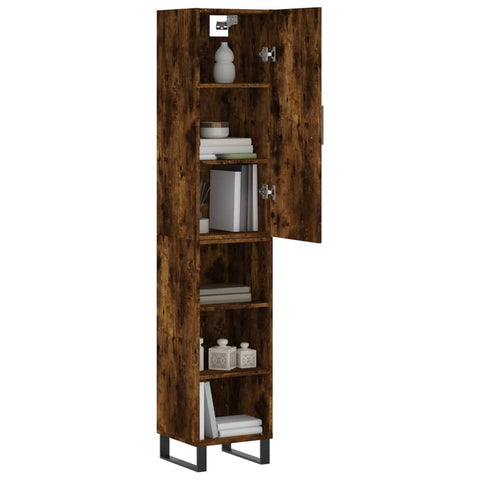 vidaXL Highboard Räuchereiche 34,5x34x180 cm Holzwerkstoff