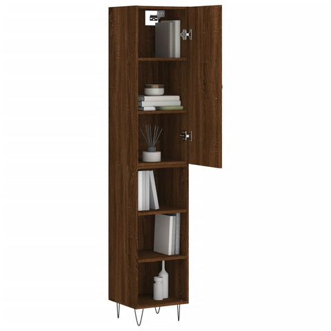 vidaXL Highboard Braun Eichen-Optik 34,5x34x180 cm Holzwerkstoff