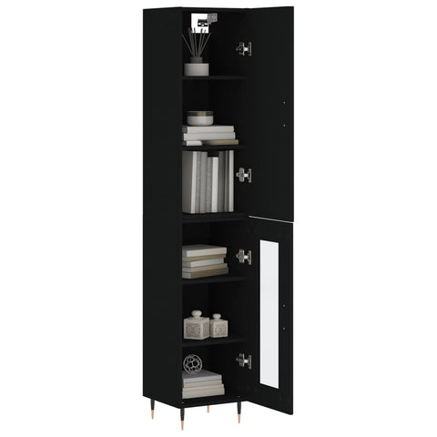 vidaXL Highboard Schwarz 34,5x34x180 cm Holzwerkstoff