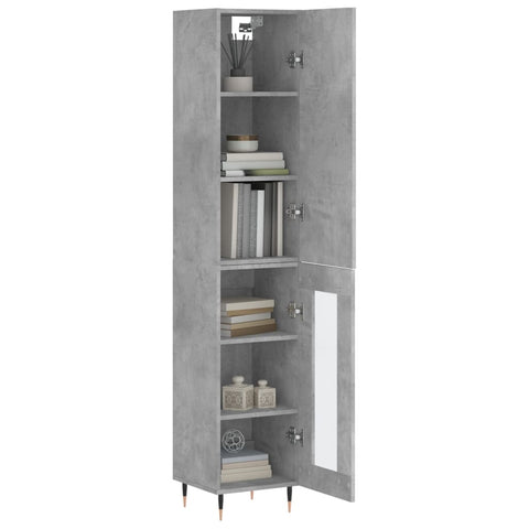 vidaXL Highboard Betongrau 34,5x34x180 cm Holzwerkstoff