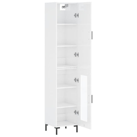 vidaXL Highboard Hochglanz-Weiß 34,5x34x180 cm Holzwerkstoff