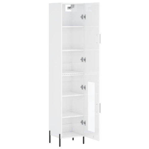 vidaXL Highboard Hochglanz-Weiß 34,5x34x180 cm Holzwerkstoff