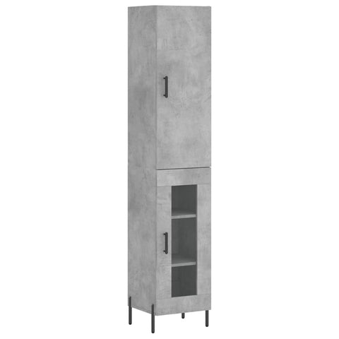 vidaXL Highboard Betongrau 34,5x34x180 cm Holzwerkstoff