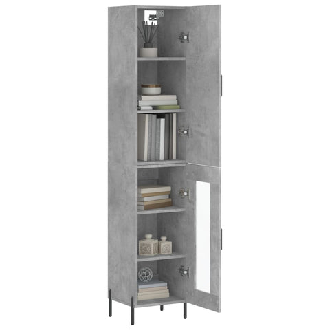 vidaXL Highboard Betongrau 34,5x34x180 cm Holzwerkstoff