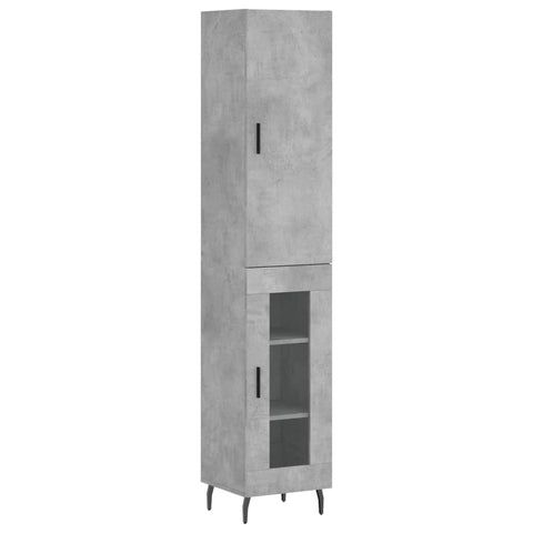 vidaXL Highboard Betongrau 34,5x34x180 cm Holzwerkstoff