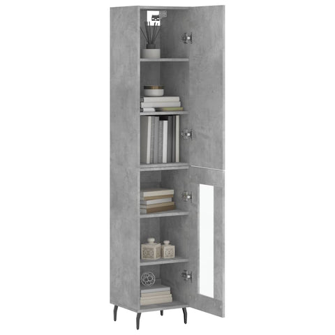 vidaXL Highboard Betongrau 34,5x34x180 cm Holzwerkstoff