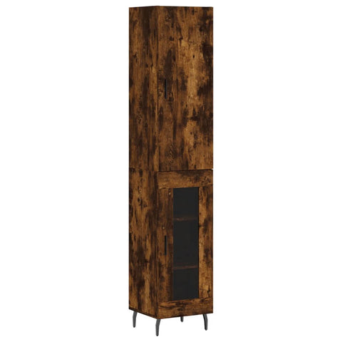 vidaXL Highboard Räuchereiche 34,5x34x180 cm Holzwerkstoff