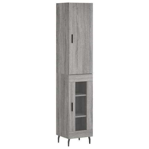 vidaXL Highboard Grau Sonoma 34,5x34x180 cm Holzwerkstoff