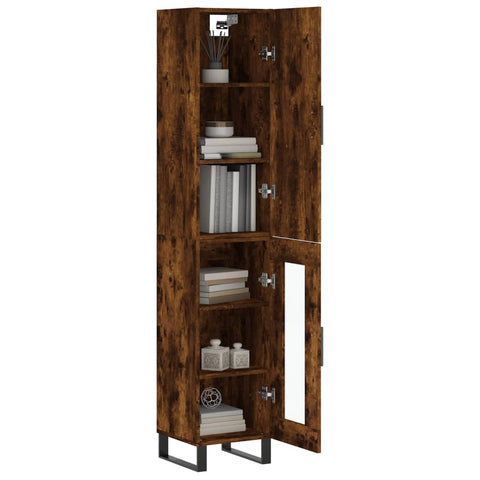 vidaXL Highboard Räuchereiche 34,5x34x180 cm Holzwerkstoff