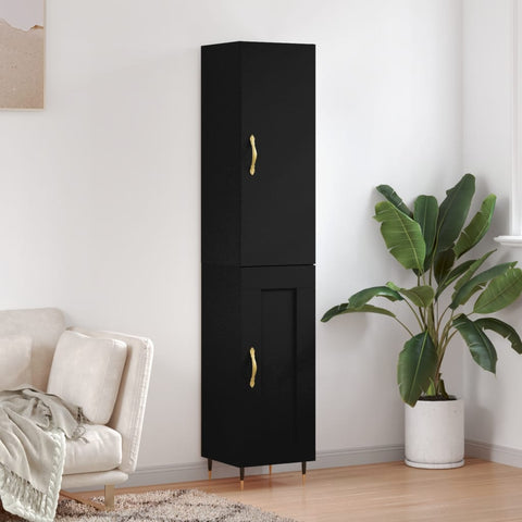 vidaXL Highboard Schwarz 34,5x34x180 cm Holzwerkstoff