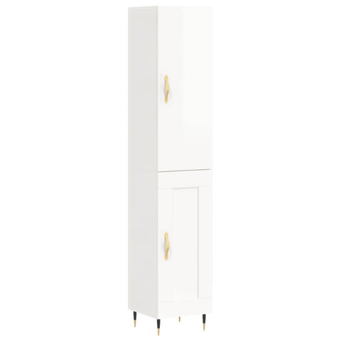 vidaXL Highboard Hochglanz-Weiß 34,5x34x180 cm Holzwerkstoff