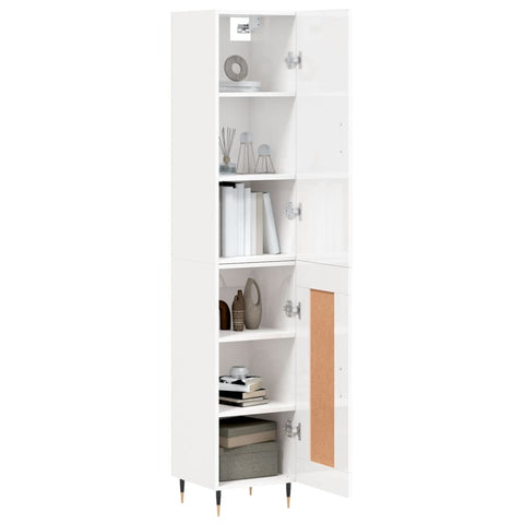 vidaXL Highboard Hochglanz-Weiß 34,5x34x180 cm Holzwerkstoff