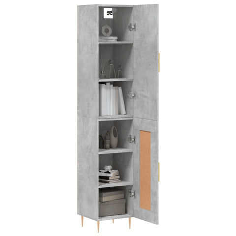 vidaXL Highboard Betongrau 34,5x34x180 cm Holzwerkstoff