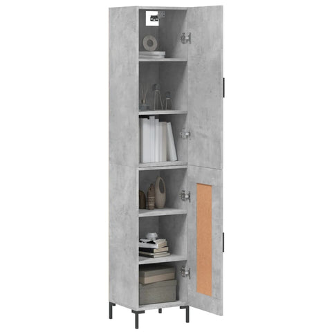 vidaXL Highboard Betongrau 34,5x34x180 cm Holzwerkstoff