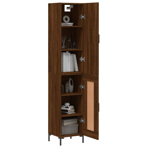 vidaXL Highboard Braun Eichen-Optik 34,5x34x180 cm Holzwerkstoff