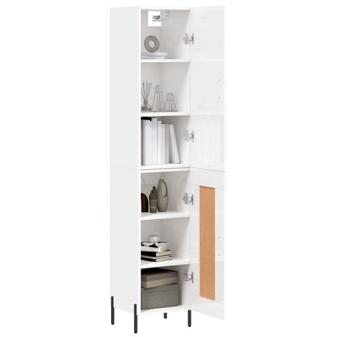 vidaXL Highboard Hochglanz-Weiß 34,5x34x180 cm Holzwerkstoff