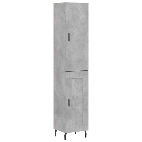 vidaXL Highboard Betongrau 34,5x34x180 cm Holzwerkstoff