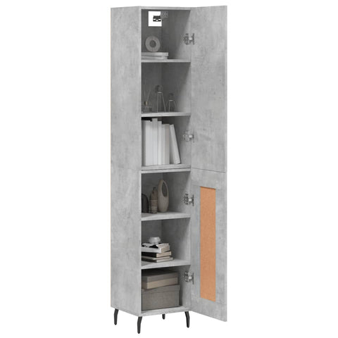 vidaXL Highboard Betongrau 34,5x34x180 cm Holzwerkstoff